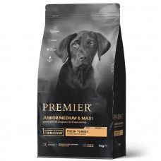 PREMIER Dog Turkey Junior Medium&Maxi для юниоров средних и крупных пород свежее мясо индейки 1 кг