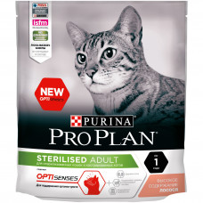 Pro Plan Sterilised Sensitive Adult 400 г с лососем для стерилизованных кошек и кастрированных котов, для поддержания органов чувств