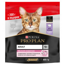 PURINA Pro Plan Delicate Digestion с индейкой для кошек с чувствительным пищеварением 400 г + 200 г