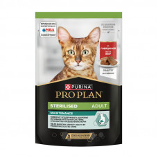 PURINA Pro Plan Sterilised Adult для стерилизованных кошек паштет с говядиной 75 г