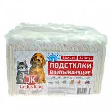 Подстилки впитывающие одноразовые для животных «Jack&King» 60х40 см, 30 шт, jk39130