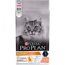 Pro Plan Adult Elegant OPTIderma 10кг для взрослых кошек с чувствительной кожей с лососем, Проплан для кошек