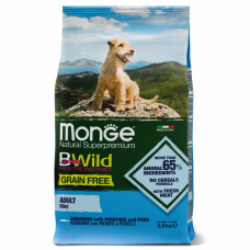 Monge Dog BWild Grain Free Mini беззерновой корм из анчоуса с картофелем и горохом для взрослых собак мелких пород 2.5 кг
