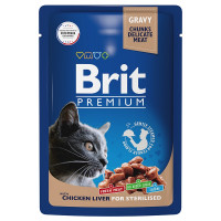 Brit Брит 85г Premium Пауч Куриная печень в соусе для взрослых стрелизованных кошек шт