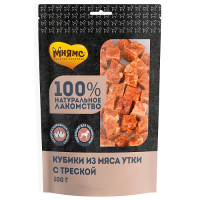 Лакомство МНЯМС кубики из мяса утки с треской 100 г