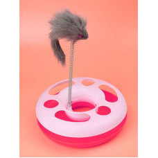 Чистый котик Игрушка для животных трек с мышью на пружине Чистый котик, цвет розовый шт