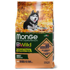 Monge Dog BWild GRAIN FREE беззерновой корм из лосося и гороха для взрослых собак всех пород 2,5 кг