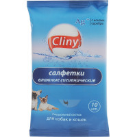Салфетки влажные CLINY гигиенические для собак и кошек 10 шт.