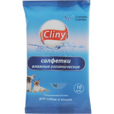 Салфетки влажные CLINY гигиенические для собак и кошек 10 шт.