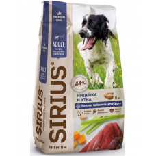 Sirius 12кг для взрослых собак с уткой, индейкой и овощами