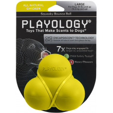 Playology хрустящий жевательный тройной мяч SQUEAKY BOUNCE BALL с пищалкой и с ароматом курицы, желтый