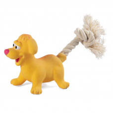 Игрушка MINI DOGS для собак мелких пород из латекса Собачка с веревкой,85/180мм