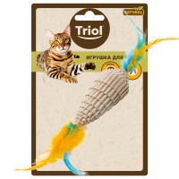 Triol 22171052 Игрушка NATURAL для кошек из гофрокартона Конус с перьями, 80/220мм
