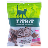 TiTBiT Хрустящие подушечки для кошек с паштетом из говядины