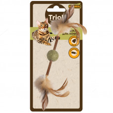 Triol 22171062 Игрушка NATURAL для кошек из мататаби Шарик с перьями, 120/200мм