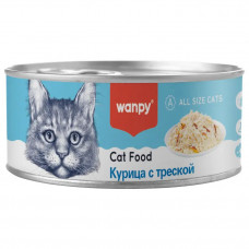 Wanpy Cat Консервы для кошек Курица с треской 95 г